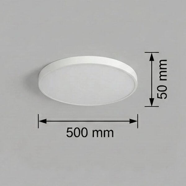 Plafonieră LED rotundă 50 cm, IP44, lumină alb rece, ramă albă