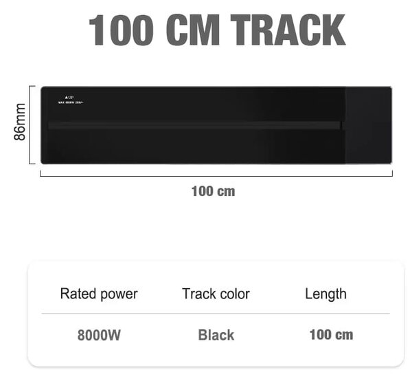 Sina modulara prize onuvio® 100cm, 8000w, 7 adaptoare (6x priza eu cu impamantare + 1x usb + type-c), montaj perete/blat, sistem premium birou/bucatarie, negru