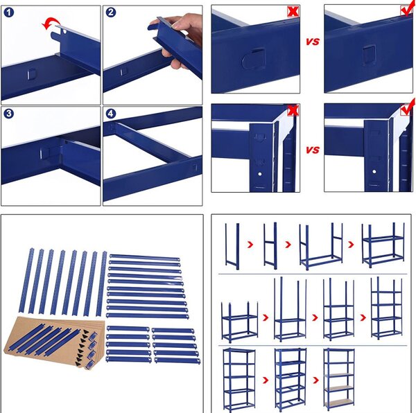 Raft Songmics, 5 rafturi, 30 x 75 x 150 cm, Albastru, GLR30Q
