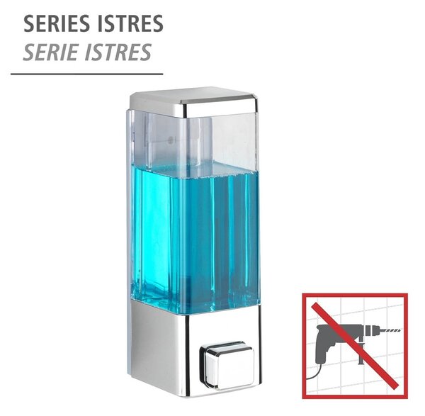 Dozator de săpun lichid argintiu de montat pe perete din plastic 0.32 l Istres – Wenko