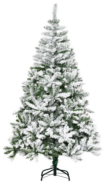 HOMCOM Brad de Crăciun Artificial Înzăpezit cu 750 Ramuri, Bază din Oțel, Plastică, 105x105x180 cm, Verde | Aosom Romania