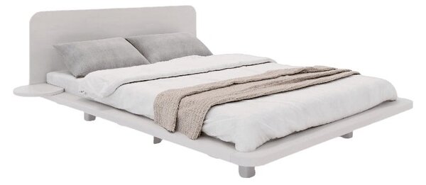 Pat matrimonial 160x200 cm alb din lemn masiv de fag Japandic – Skandica