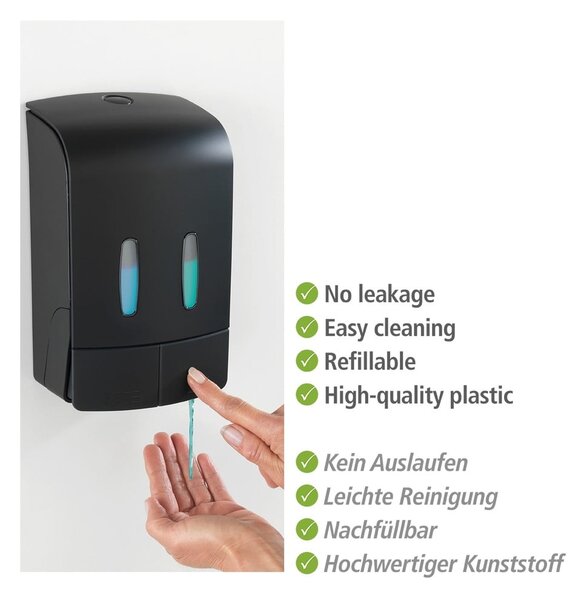 Dozator de săpun lichid negru de montat pe perete din plastic 0.96 l Tartas – Wenko