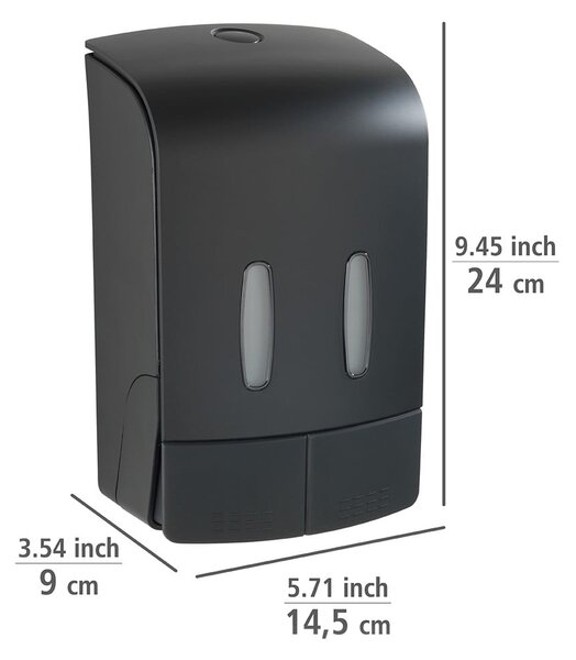 Dozator de săpun lichid negru de montat pe perete din plastic 0.96 l Tartas – Wenko