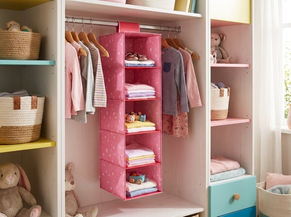 Organizator suspendat de dulap STELLA 95 cm, roz
