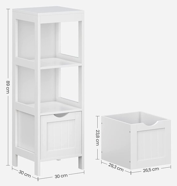 Dulap Vasagle, BBC42WT, Alb, 30 x 89 x 30 cm
