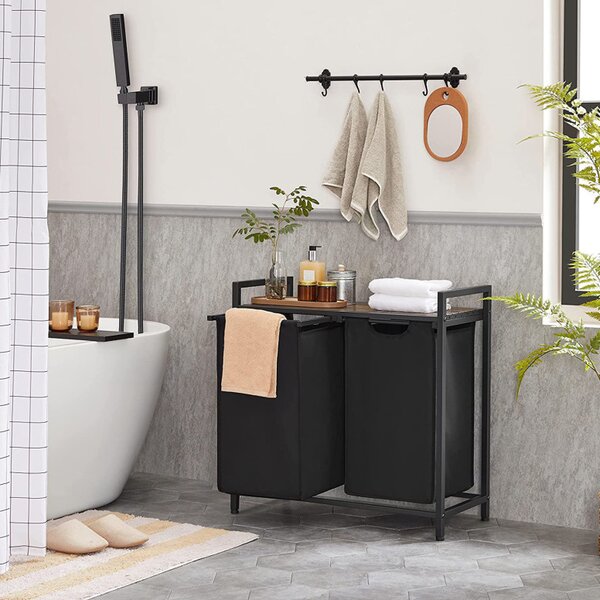 Consola de depozitare Vasagle, 2 cosuri de depozitare, BLH201B01, Maro Rustic