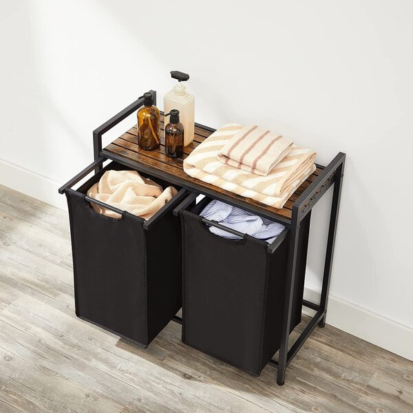Consola de depozitare Vasagle, 2 cosuri de depozitare, BLH201B01, Maro Rustic