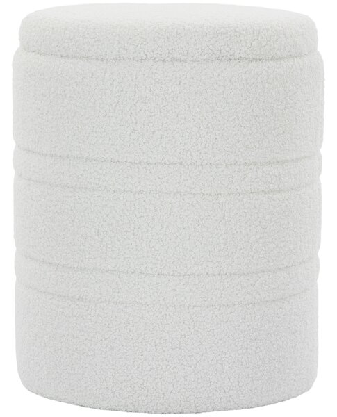 HOMCOM Taburet Rotund Tip Pouf cu Spațiu de Depozitare 33L din Sherpa cu Capac, Capacitate 120kg, Living, Hol, Alb | Aosom Romania