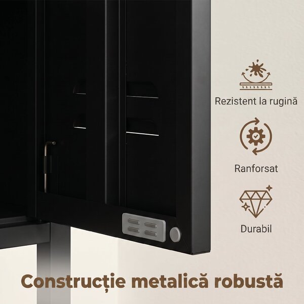 HOMCOM Dulap Metalic cu Rafturi Reglabile, pentru Dormitor, Garaj și Birou, Negru | Aosom Romania
