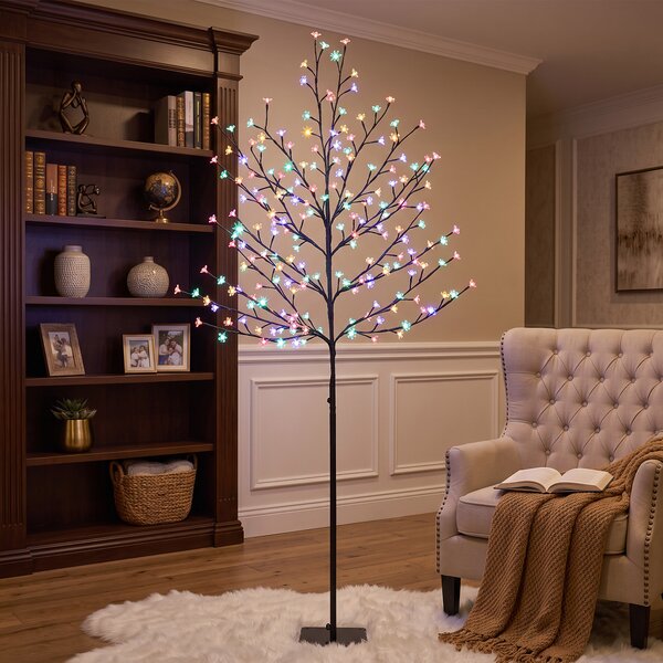 HOMCOM Copac de Crăciun tip cireș, 180 cm, cu LED-uri, 20 ramuri, timer zilnic, pentru interior și exterior acoperit, negru | Aosom Romania