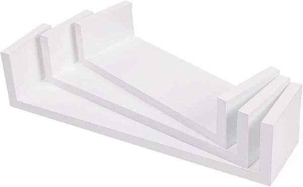 Set 3 Rafturi de perete, Vasagle, LWS40WT, Alb, 30/35/40 cm