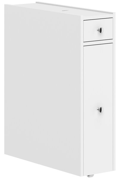 HOMCOM Dulap Baie Slim cu 2 Sertare și Compartiment Deschis, 16x48x58 cm, Alb | Aosom Romania