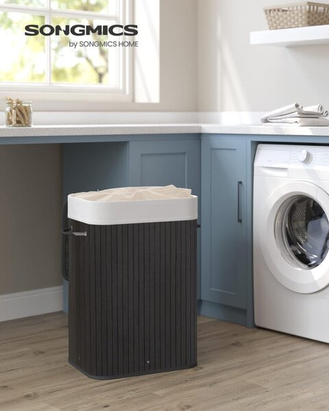 Cos pentru rufe, Songmics, 72 L, Negru, LCB10B, 40 x 30 x 60 cm