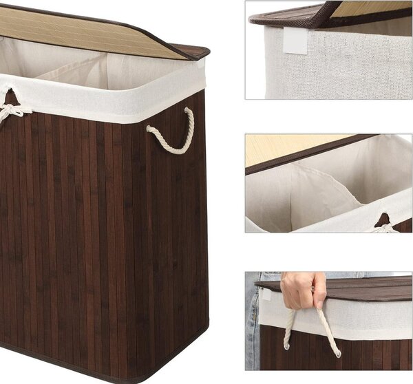 Cos pentru rufe, Songmics, 100 L, Negru, LCB72Z, 51.5 x 31.5 x 61.5 cm