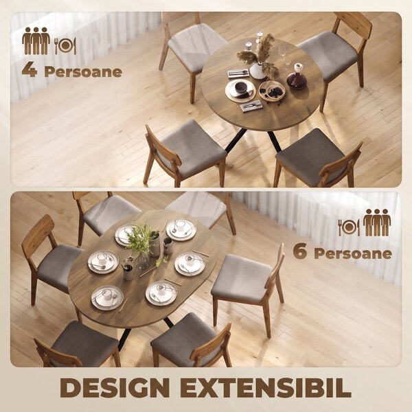 HOMCOM Masă de Sufragerie Extensibilă cu Picior în Formă de X, 100-135cm, Maro | Aosom Romania