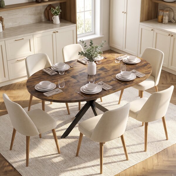 HOMCOM Masă de Sufragerie Extensibilă pentru 4-6 Persoane, 100-135cm, Maro Rustic | Aosom Romania