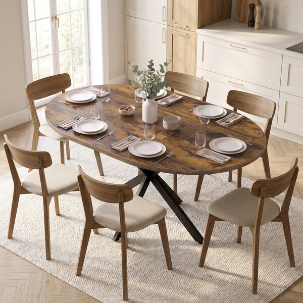 HOMCOM Masă de Sufragerie Extensibilă pentru 4-6 Persoane, 100-135cm, Maro Rustic | Aosom Romania
