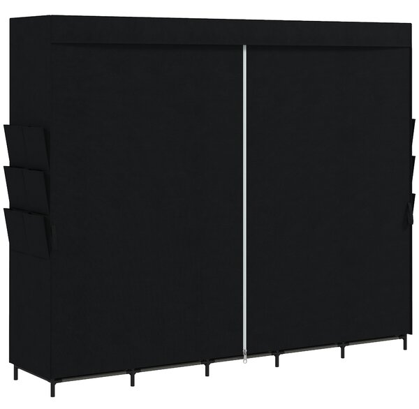 HOMCOM Dulap Textil Compact cu 5 Bare, 5 Rafturi, 6 Buzunare Laterale, Uși Anti-Praf cu Fermoar, Negru | Aosom Romania