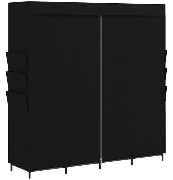 HOMCOM Dulap Textil Compact cu 5 Bare, 4 Rafturi, 6 Buzunare Laterale, Uși Antipraf cu Fermoar, Negru | Aosom Romania