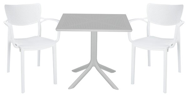 Set de gradina masa si scaune Groovy-Fontline set 3 piese plastic alb 80x80x74.5cm