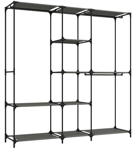 HOMCOM Dulap Textil Compact cu 3 Bare pentru Umerașe, 5 Rafturi și Structură din Oțel, 182 x 43 x 182 Cm, Negru | Aosom Romania