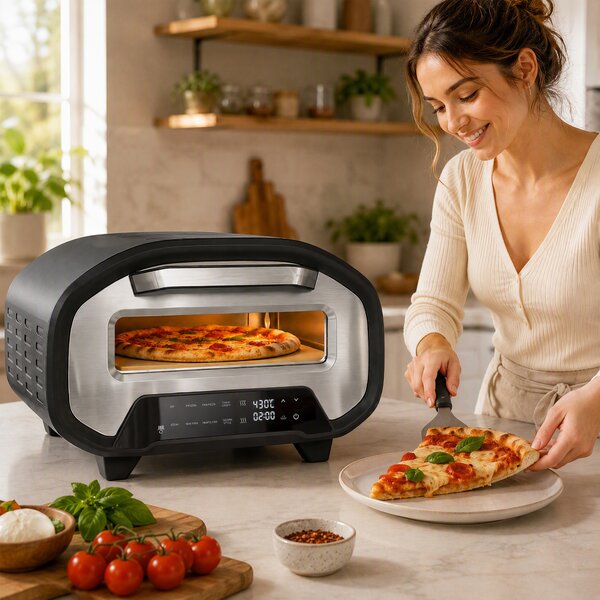 HOMCOM Cuptor pentru pizza pentru interior, cuptor electric de 30,48 cm cu 8 programe, 430 °C, temporizator, piatră ceramică, 2200 W | Aosom Romania