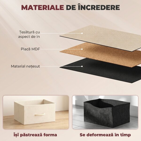 HOMCOM Comodă cu 8 sertare textile, structură din oțel, bej | Aosom Romania
