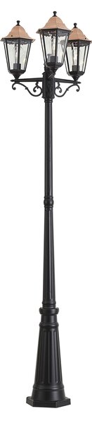 Felinar clasic de exterior negru cu cupru 220cm 3 lumini IP44 - Havana