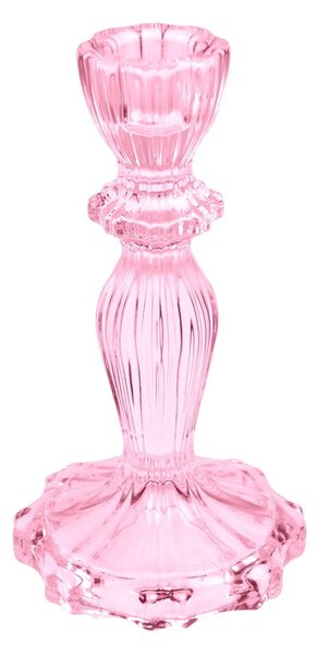 Sfeșnic înalt roz din sticlă - Rex London