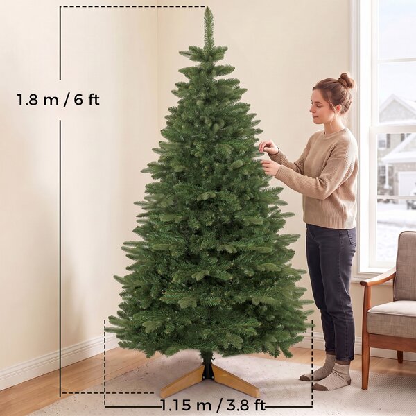 HOMCOM Brad artificial de Crăciun tip brad nobil, 961 ramuri, 180 cm, verde | Aosom Romania