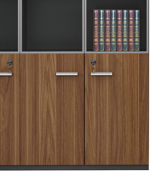 Biblioteca Oscar cu usi din sticla de culoare nuc - anacit 120x40x200cm