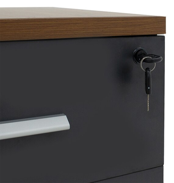 Comoda pe roti Oscar 3 sertare nuc - carbon 40x48x63cm