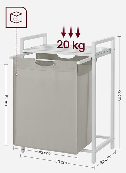 Cos de rufe, Vasagle, Alb, 50x33x76 cm
