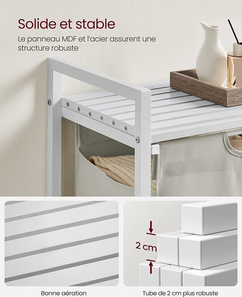 Cos de rufe, Vasagle, Alb, 50x33x76 cm