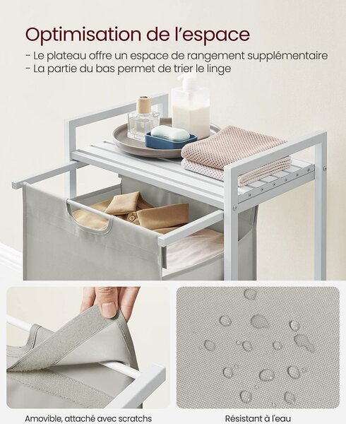 Cos de rufe, Vasagle, Alb, 50x33x76 cm