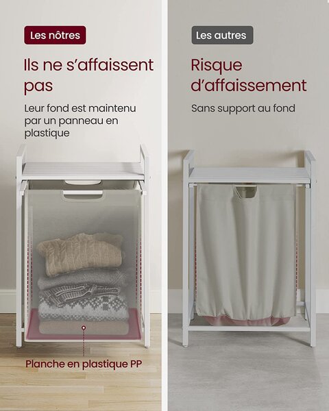 Cos de rufe, Vasagle, Alb, 50x33x76 cm