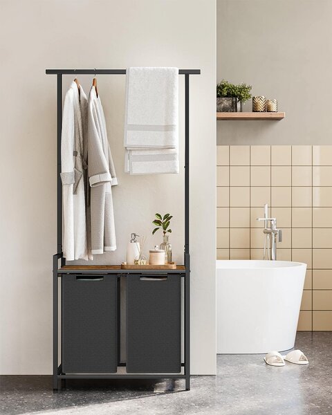 Cos de rufe, Vasagle, Maro-Negru, 73x33x175 cm