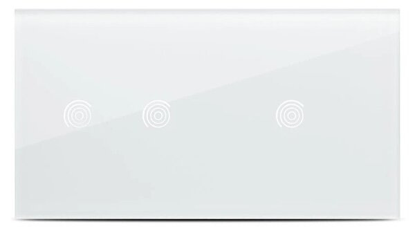 Panou dublu sticlă albă 1T+1T Pulsar Touch NS pentru întrerupătoare, design minimalist securizat 4 mm, ideal decor modern, montaj încastrat rapid