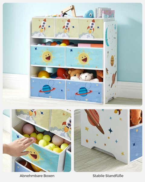 Raft organizare jucarii copii, Songmics, Alb, 62.5x29.5x60 cm