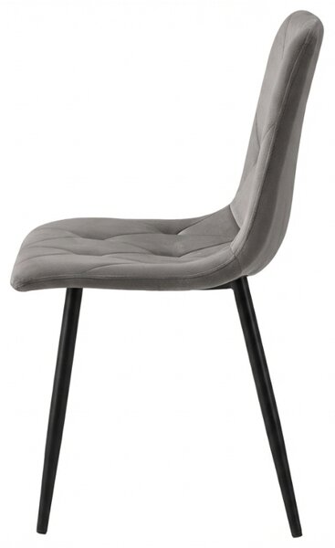 Scaun de catifea gri LIBRA SILVER GREY cu picioare negre