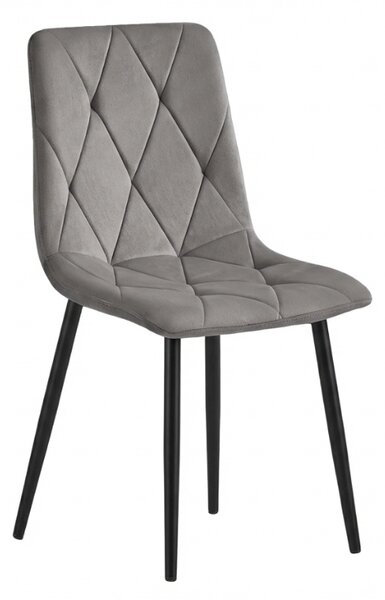 Scaun de catifea gri LIBRA SILVER GREY cu picioare negre