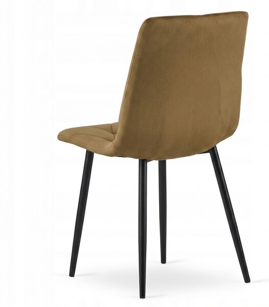 Scaun de catifea LIBRA OLIVE BROWN cu picioare negre