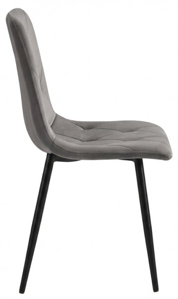 Scaun de catifea gri LIBRA SILVER GREY cu picioare negre