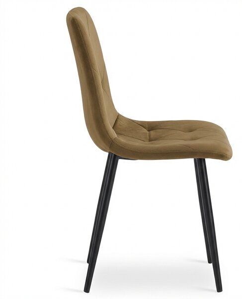 Scaun de catifea LIBRA OLIVE BROWN cu picioare negre