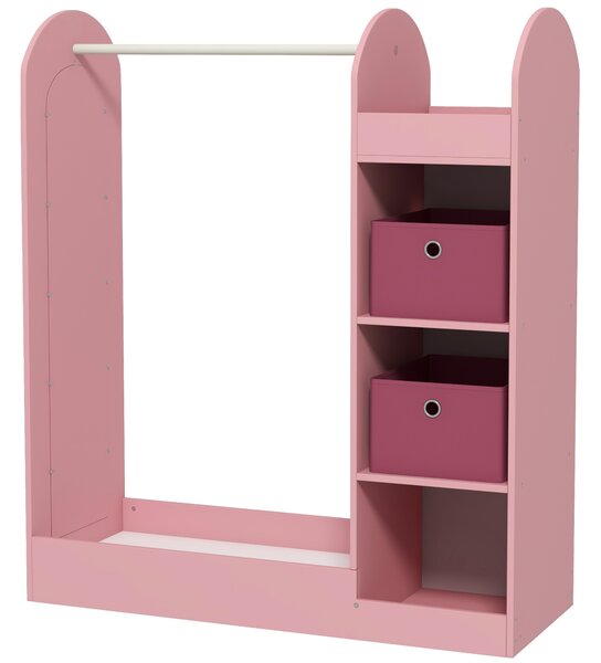 AIYAPLAY Cuier pentru Copii cu Rafturi, Cutii și Oglindă, Mobilier pentru Camera Copilului și Intrare, 92x36x106 cm, Roz | Aosom Romania