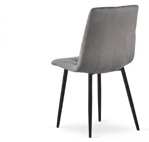 Scaun de catifea gri LIBRA SILVER GREY cu picioare negre
