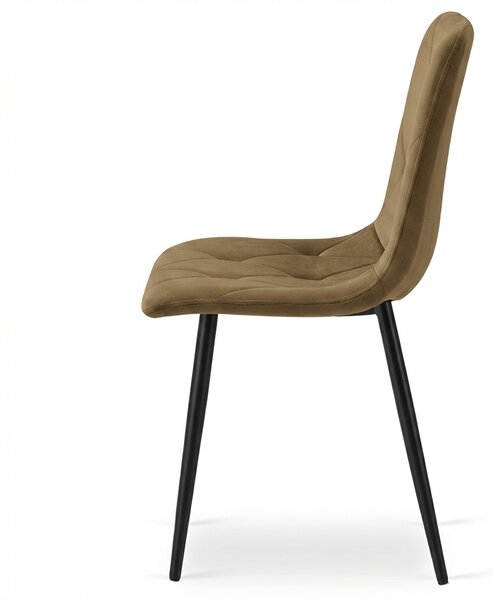 Scaun de catifea LIBRA OLIVE BROWN cu picioare negre