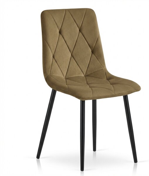 Scaun de catifea LIBRA OLIVE BROWN cu picioare negre