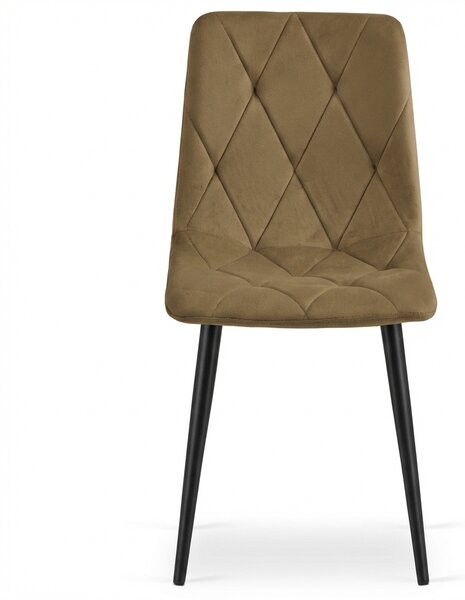 Scaun de catifea LIBRA OLIVE BROWN cu picioare negre